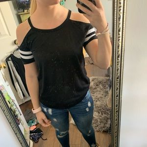Off the shoulder black tee